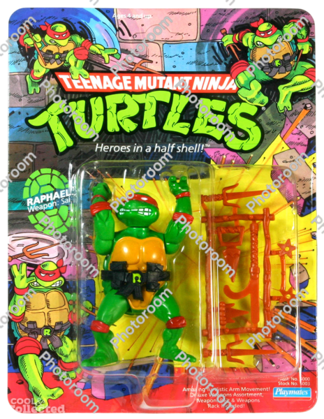 tba 1988 playmates teenage mutant ninja turtles raphael action figure product back image from Gimme80s.com, home of your favorite 1980s 1990s 2000s toys, fashion, electronics, and more