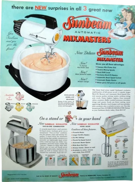 1957 sunbeam sunbeam hand mixer  box_front_image from Gimme80s.com, home of your favorite 1980s 1990s 2000s toys, fashion, electronics, and more